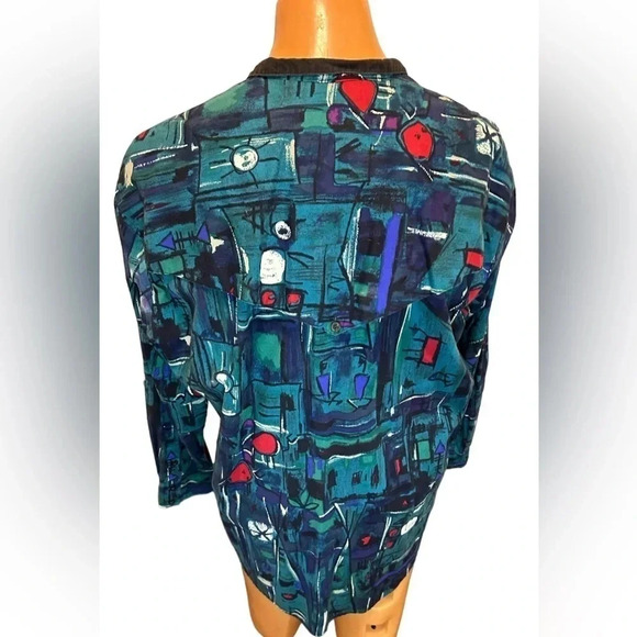 Roper Vintage Western Rodeo Shirt Abstract 90s Print Rare. Size XL 17 1/2 x 35 - Picture 3 of 9